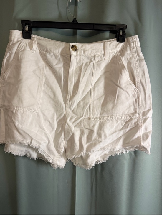 aerie Pants - aerie White High-Rise Frayed Hem Jean Shorts